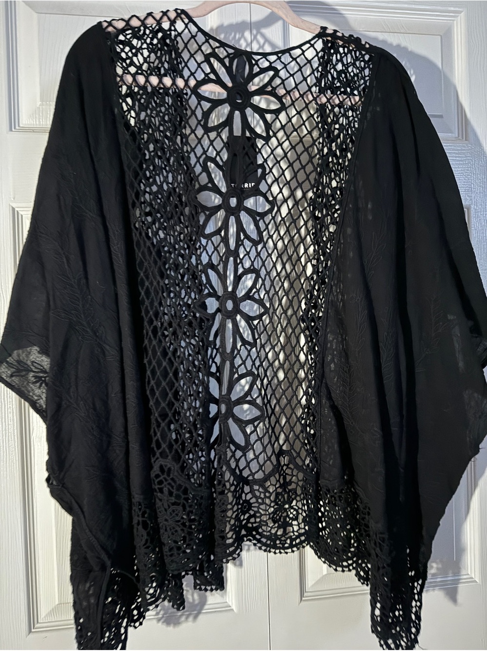 torrid Black Openwork Crochet Kimono